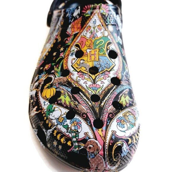 CROCS Classic Harry Potter Vera Bradley Clog Sandals Mens Size 13 Black Multi - Picture 3 of 11